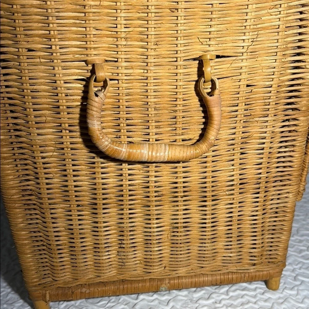 Two Adorable Vintage Elephant Design Wicker Storage Trunks/Baskets - Brown